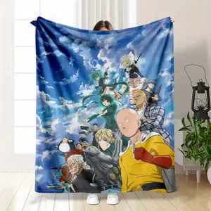 Anime Hero Flannel Blanket One Punch Man Character Print Ultra Soft Plush Cozy Breathable Fleece Living Room Couch Bedding Movie Night Lounging Camping Birthday Fan Gift summerwins Summervibes, dealsforyou, midyearsale, restock, dealsforyoudays, DFYD