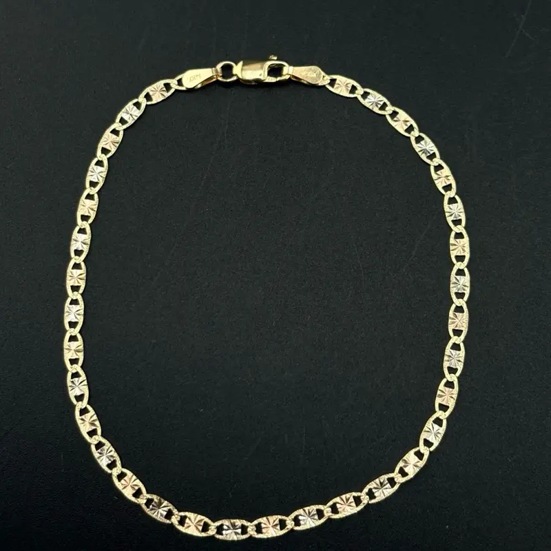 14k Solid 3-Tone Gold Bracelet, Fine Jewelry Gold Bracelet for Daily Wear