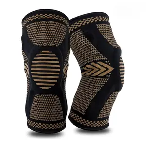 Knee support brace with side stabilizers and patella gel pad, keeps warmth, reduces knee pain, and provides protection during exercise. basketball run