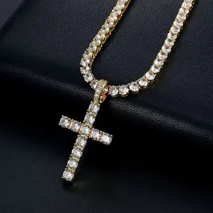 Cross Necklace for Men Gold Necklace for Women Gold Heart Cross Jewelry  Silver Plated Solid Iced Cubic Zirconia Stainless Steel Pendant Chain