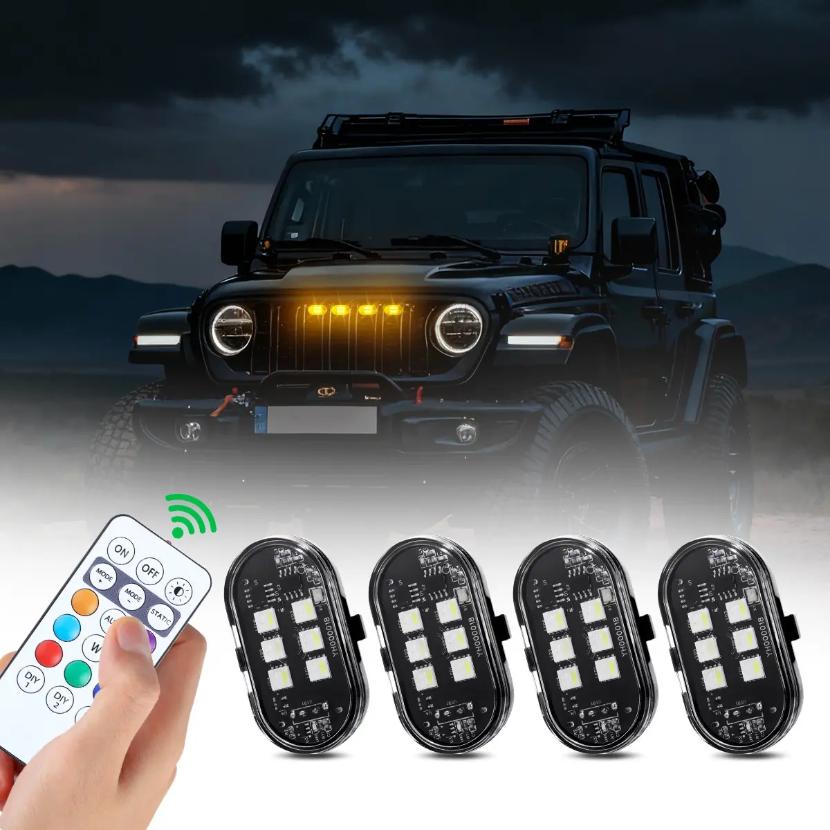 FCCEMC 6LEDs Wireless Remote Control LED Strobe Light for Motorcycle, Car, Bike, Universal Multi-Color Underglow Accent Lamp, Car Strobe Lights