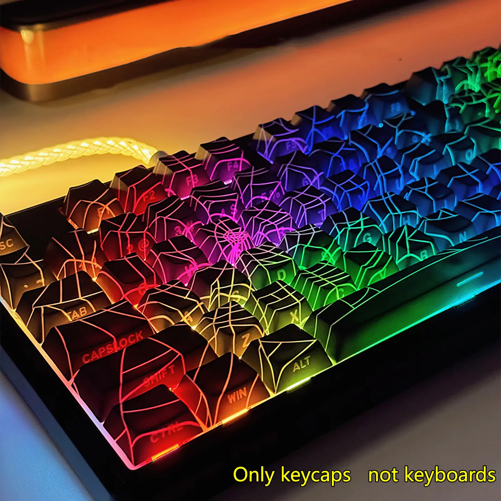 Spider Web Design Keyboard Keycap, 1 Set Keyboard Keycap for 6.25U Space 61 68 75 87 98 100 104 108, Gaming Keyboard Accessories