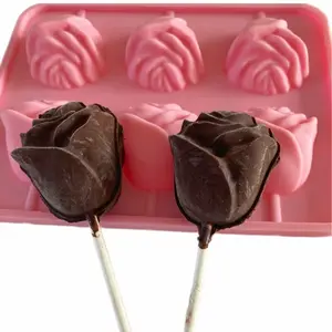 2pcs/set 3D Rose Flower Silicone Molds, Non-Stick & Heat-Resistant DIY Cake Decorating Tools, Reusable Food Grade Kitchen Accessories, Chocolate Mold