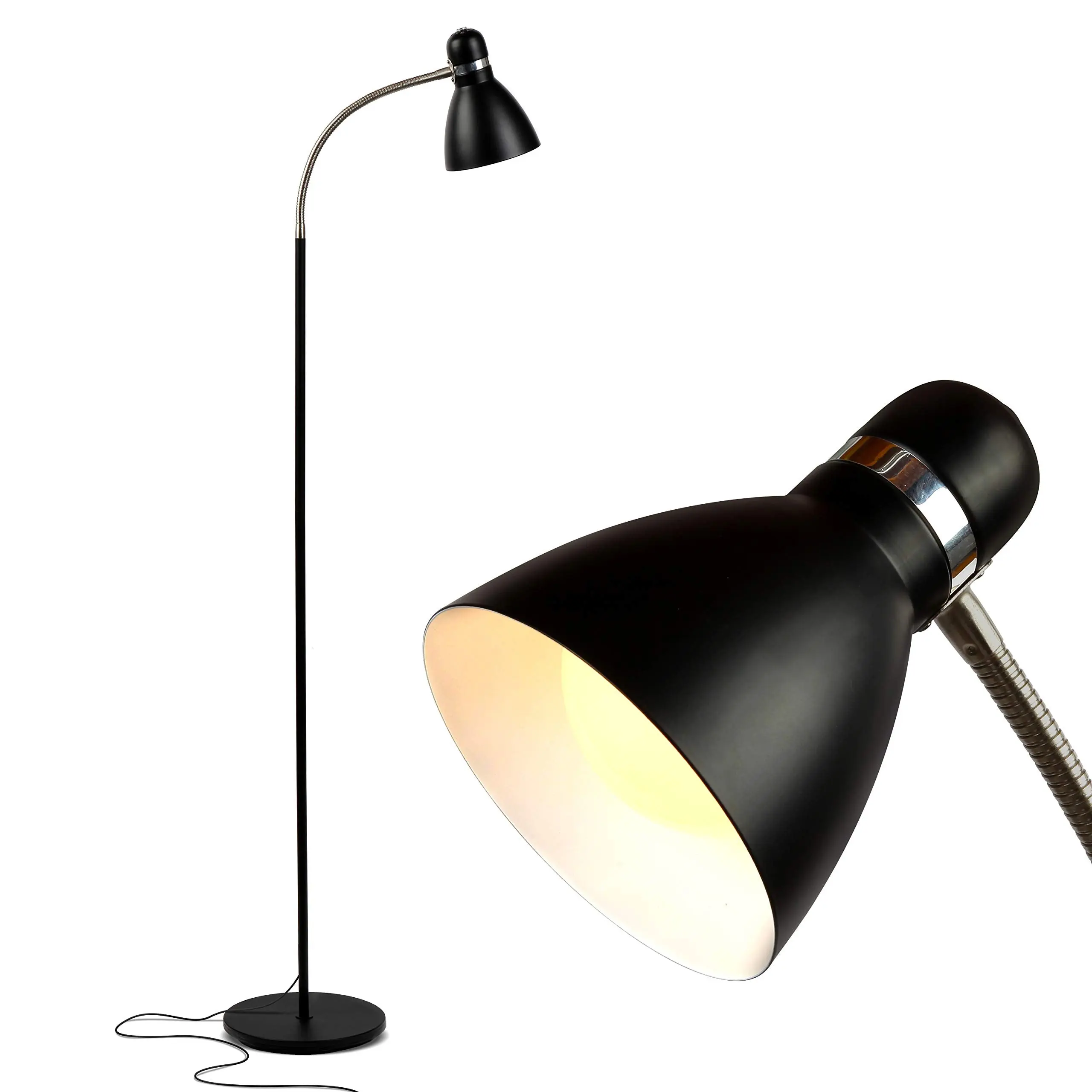 Brightech Avery Dimmable Task & Reading LED Floor Lamp - Indoor LED Lights, Dimmable Warm White, Sturdy Lightweight Black Modern Standing Light, Energy Saver for Office, Bedroom, Knitting, Mood & Classroom Lighting