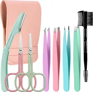 Mothers Day Gift 8 in 1 Tweesers for Women Facial Hair, Precison Eyebrow Kit with Tweezers Eyebrow Scissors Brush for Splinter and Ingrown Hair Removal