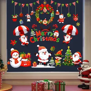 Merry Christmas Window Stickers Santa Claus Designs for Home 2025 Xmas Party Supplies Navidad Noel Natal Gifts Xmas Ornaments