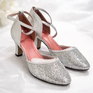 Elegant Silver Glitter Heels – Sparkle & Comfort