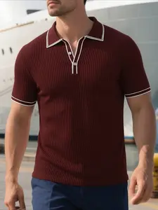 Breathable Skin-friendly Contrast Collar Polo, Suitable for Commute & Daily Wear, Casual Business Men's Short Sleeve