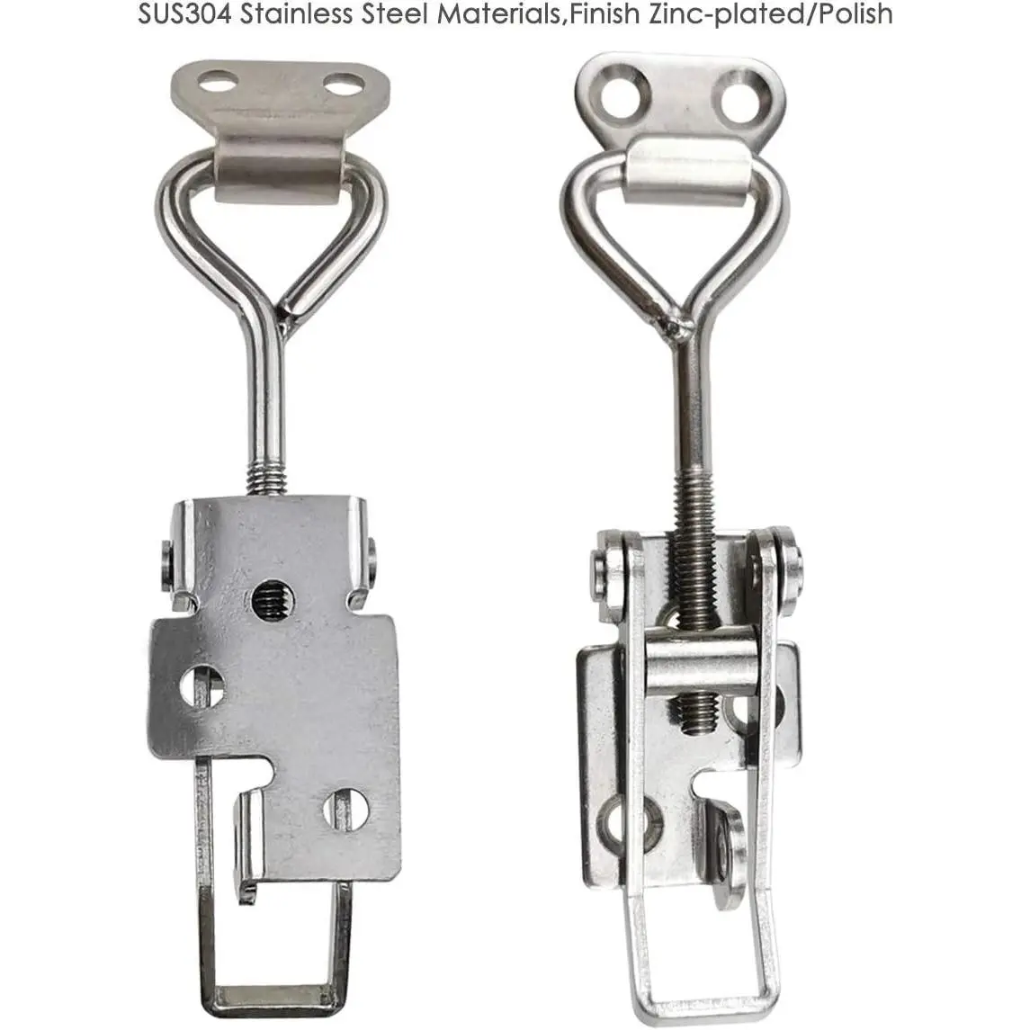 Adjustable Latch Buckle Cabinet Boxes Lever Handle Toggle Catch Latch Lock,Silver,Adjustable Range:75-95mm,2 Pcs