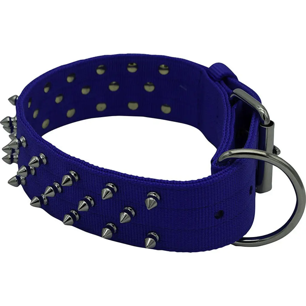 Omni Pet 205NFK-BL25 25 in. Bravo Nylon Spiked Dog Collar - Blue - Case of 24