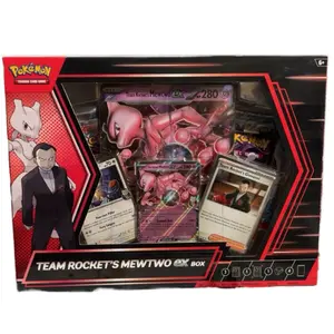 Pokémon Team Rocket's Mewtwo ex Box - Includes Foil Promo Card, Meowth & Giovanni Cards, Oversize Foil Card, Photo Sticker & Booster Packs