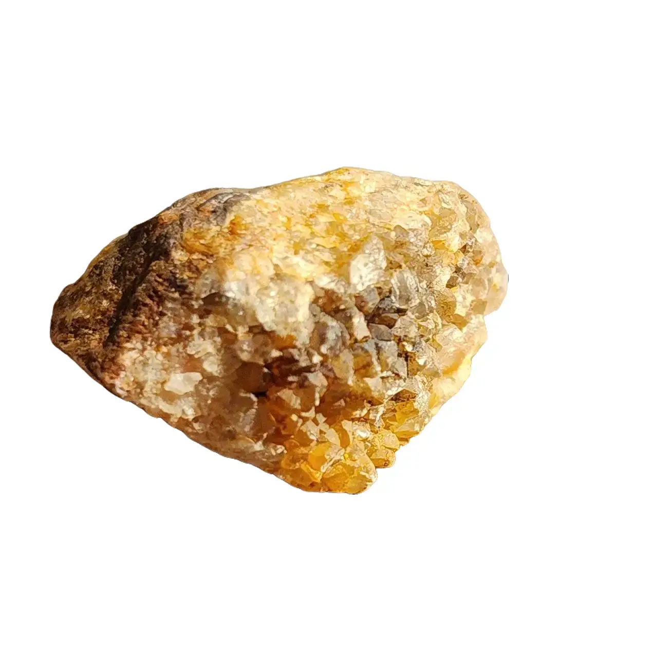 Golden Druzy Crystal Nodule with Natural Mineral Banding
