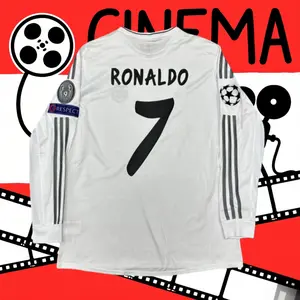 2013 2014 Home White Retro No.7 Ronaldo LongSleeved Soccer Jersey