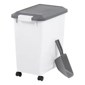 IRIS Dog & Cat Food Storage Container Airtight Treat Bin with Scoop Locking Lid