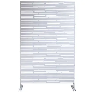 Outdoor Freestanding Metal Privacy Screen Panel - 76"H x 48"W, Metal Construction, for Deck, Patio Decoration, White (PS108)