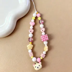 Y2K original butter finished product bead mobile phone chain, cute little bear, CCD pendant decoration, camera hanging decoration, hanging rope chain, Phone Charm, Phone Lanyard, Phone Accessories