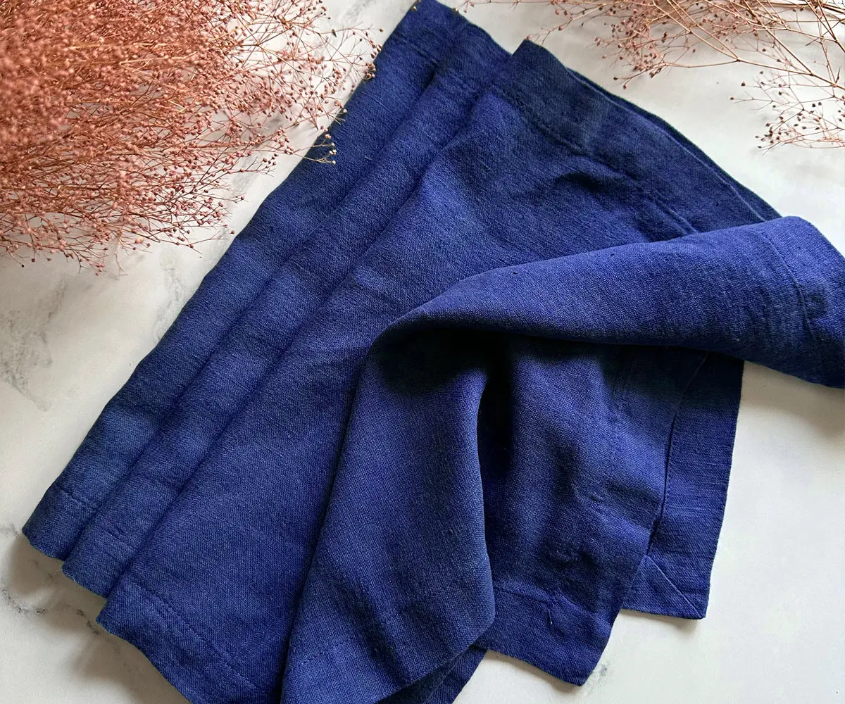 Dark Blue Linen Napkins