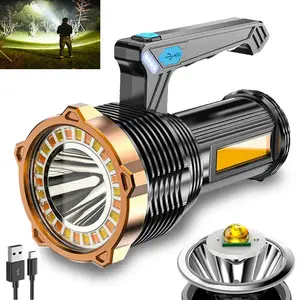 LED Flashlight USB Rechargeable, Super Brightest Flashlight with Sidelight and Hooks, High Powered, Waterproof Tactical Torch Camping Portable Handheld,2025Christmas GIFT