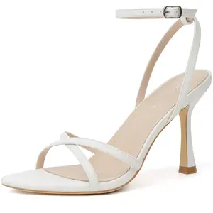 Mostrin Strappy Heels for Women Lace Up Ankle Strap Round Open Toe Stiletto High Heels Women's Heeled Sandals for Prom, Party, Daily Footwear Elegant