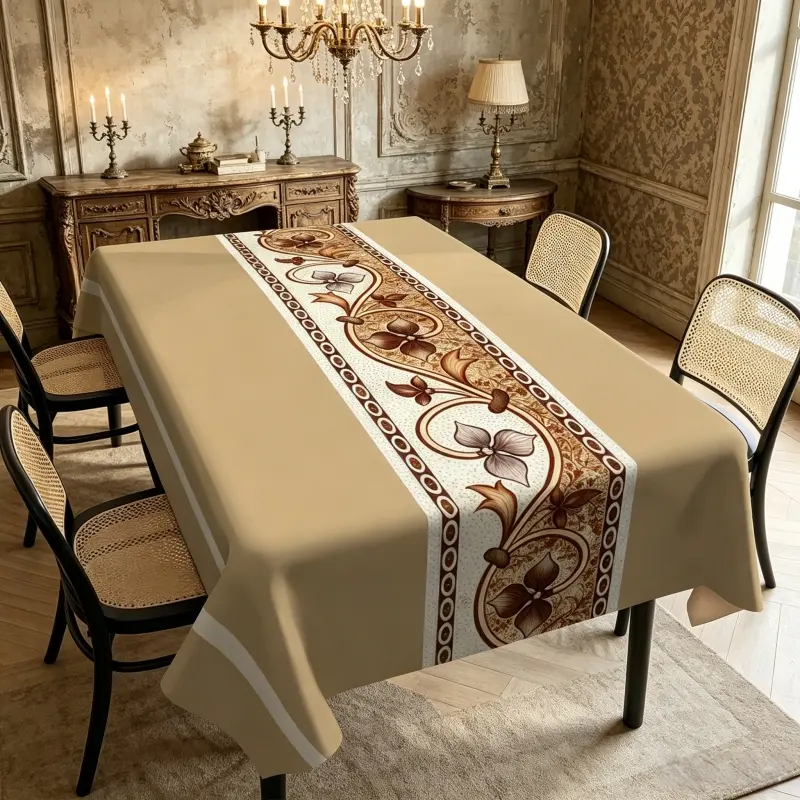 1pc Retro Printed Pattern Printed Square Tablecloth Washable Square Fitted Table Cover Suitable for Kitchen Banquet Picnic Birthday Party Home Decoration