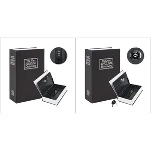 Safe Box with Key and Combination Lock, Secret Book Hidden Safe, 9.5" x 6.1" x 2.2"