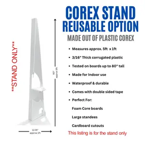 COREX Reusable Backdrop Stand - 5ft x 1ft Plastic Corex Stand for Foam Core Boards & Large Stands - Waterproof & Durable with Double Sided Tape Portable Photo Studio Camera