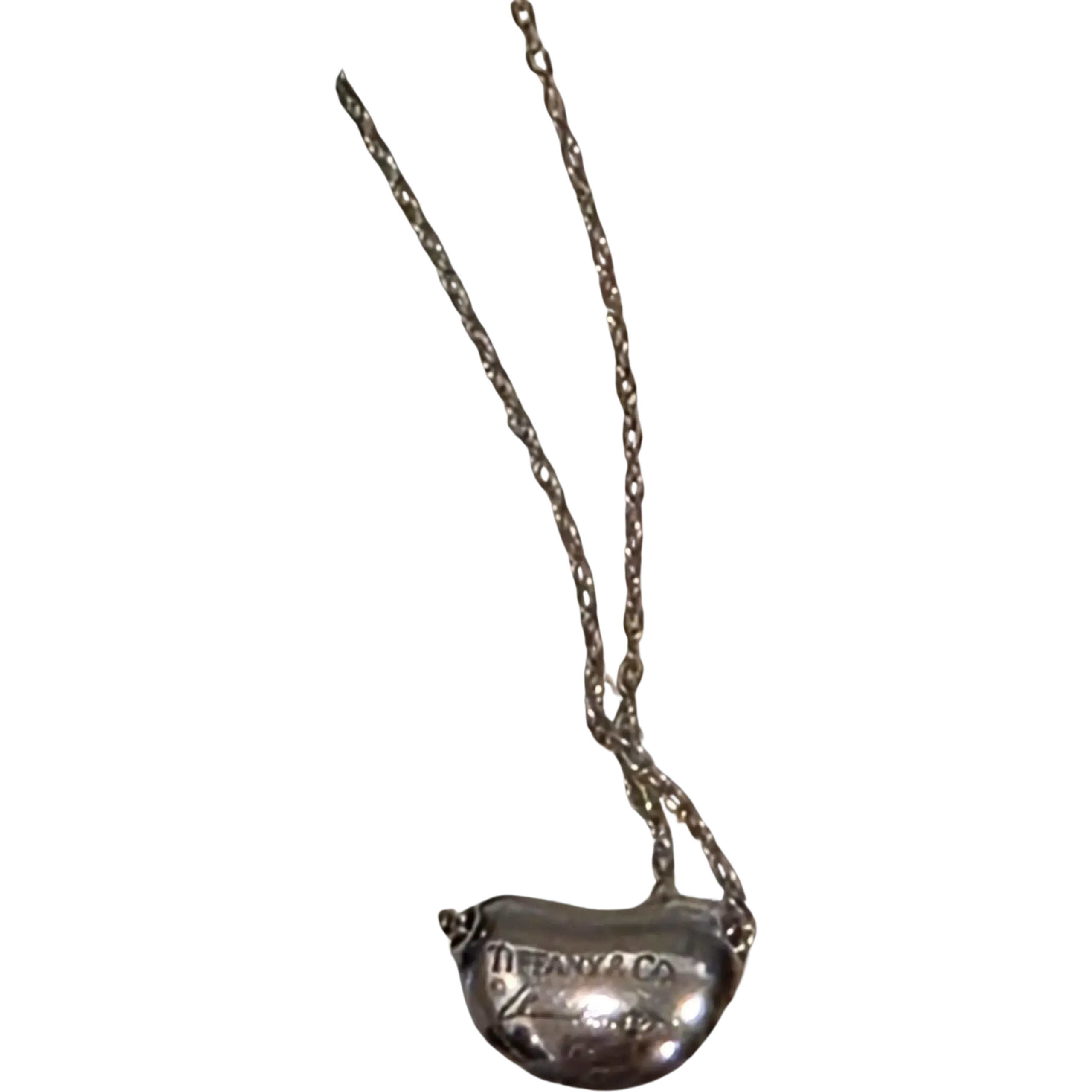 Pre-owned Tiffany & Co. Elsa Peretti Small Bean Sterling Silver Necklace 9in L1089