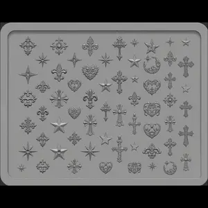 Star & Cross Nail Silicone Mold Food Grade Nail Art Accessories Set Nail Design