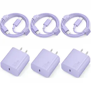 iPhone 16 15 Charger Fast Charging Type C Chargers USB C Charger Block i Phone 16 Chargers with 3 Pack 10FT Cable for iPhone 16/16 Plus/16 Pro/16 Pro Max/iPhone 15/15 Pro Max/Samsung(Purple)