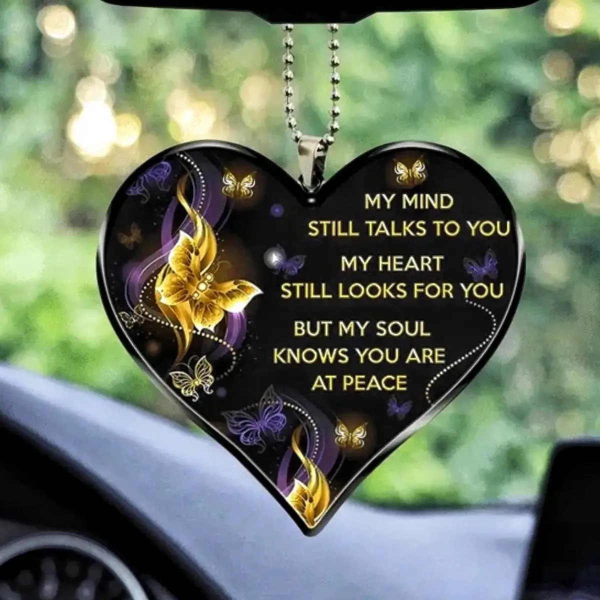 Heart Shaped Butterfly & Letter Pattern Car Decor Hanging Ornament, Creative Hanging Car Decoration, Car Interior Decor Accessory for Home Car, Girl C