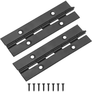 2-Pack 4 Inch 100mm 304 Stainless Steel Continuous Piano Hinges With Holes and Screws for Cabinets Door Storage Box, Black, 30 x 1mm Open Width Thick