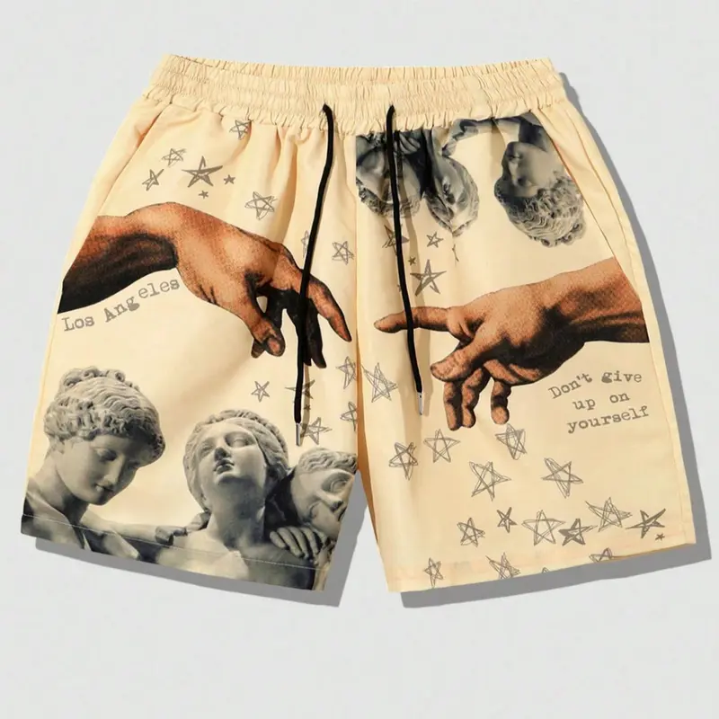 Men's Colorblock Star Print Drawstring Waist Shorts, Regular Fit Casual Comfy Shorts for Summer, Men's Bottoms for Daily Wear, Fashionable Summer Shorts, Graphic Shorts