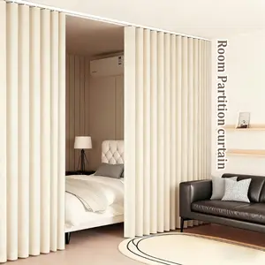 Punch-Free Folding Partition Curtain, Tool-Free 5-Minute Installation, Space-Saving Design, Ideal for Living Room, Office, Home, Easy Install Curtain