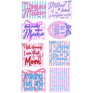 Preppy Striped Mama Coquette premade DTF gang sheet- 8 prints,  Womenswear Garment Graphic Shirt Tshirt Streetwear