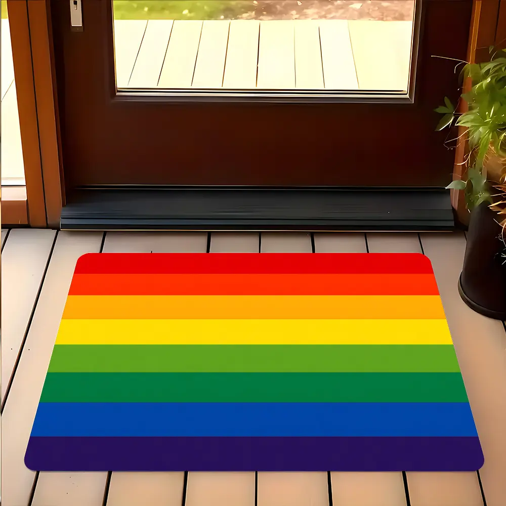 Rainbow Stripes Design Entrance Rug, High-end Design Highly Absorbent Floor Mats, Anti-slip Quick drying Soft Carpets, Suitable for Multi-scenario, Indoor Outdoor Entrance Carpet Home Decor, Gifts for Friends