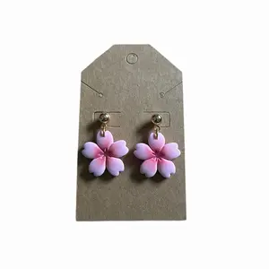 Cherry Blossom Earrings - Pink Flower Design, Dangle Style