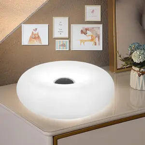 Creative Design Donut Shaped Table Lamp, USB Rechargeable LED Nightstand Table Lamp, Rotating Small 3 Color Dimmable Nightstand Lamp for Hallway, Bedside