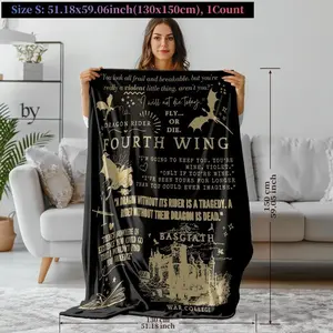 Fourth Wing Dragon Rider Quote Pattern , Soft Comfortable Throw , Warm Napping Letter Pattern  for Home Office Travel sofa decor  bedroom cozy  Print Flannel  cooling novelty  sofa  pig love blanket