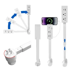 Electrical Outlet Extender Features USB-A, USB-C, and 2 AC Electrical Outlet Extender Stick for Hard to Reach Spaces Extends 22"-27", Rotates 180°. Use Behind Couches, Nightstands, Desks, and More