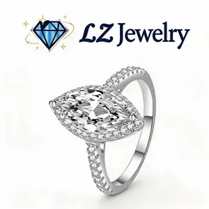 #92 (Marquise 1/2CT) 925 Sterling Silver Synthetic Moissanite Ring