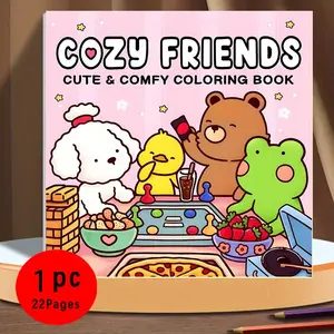 Cozy Friends Coloring Book, 1 Count Cute Animal Character Painting Book, Stress Relief & Relaxation Coloring Book for Holidays & Birthdays Gift