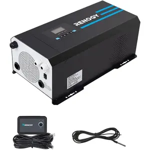 Renogy 3000w Pure Sine Wave Inverter Charger 12V DC to 120V AC Surge 9000w for Off-Grid Solar RV Boat Home w/LCD Display, Auto Transfer Switch, Compatible with Lithium Battery
