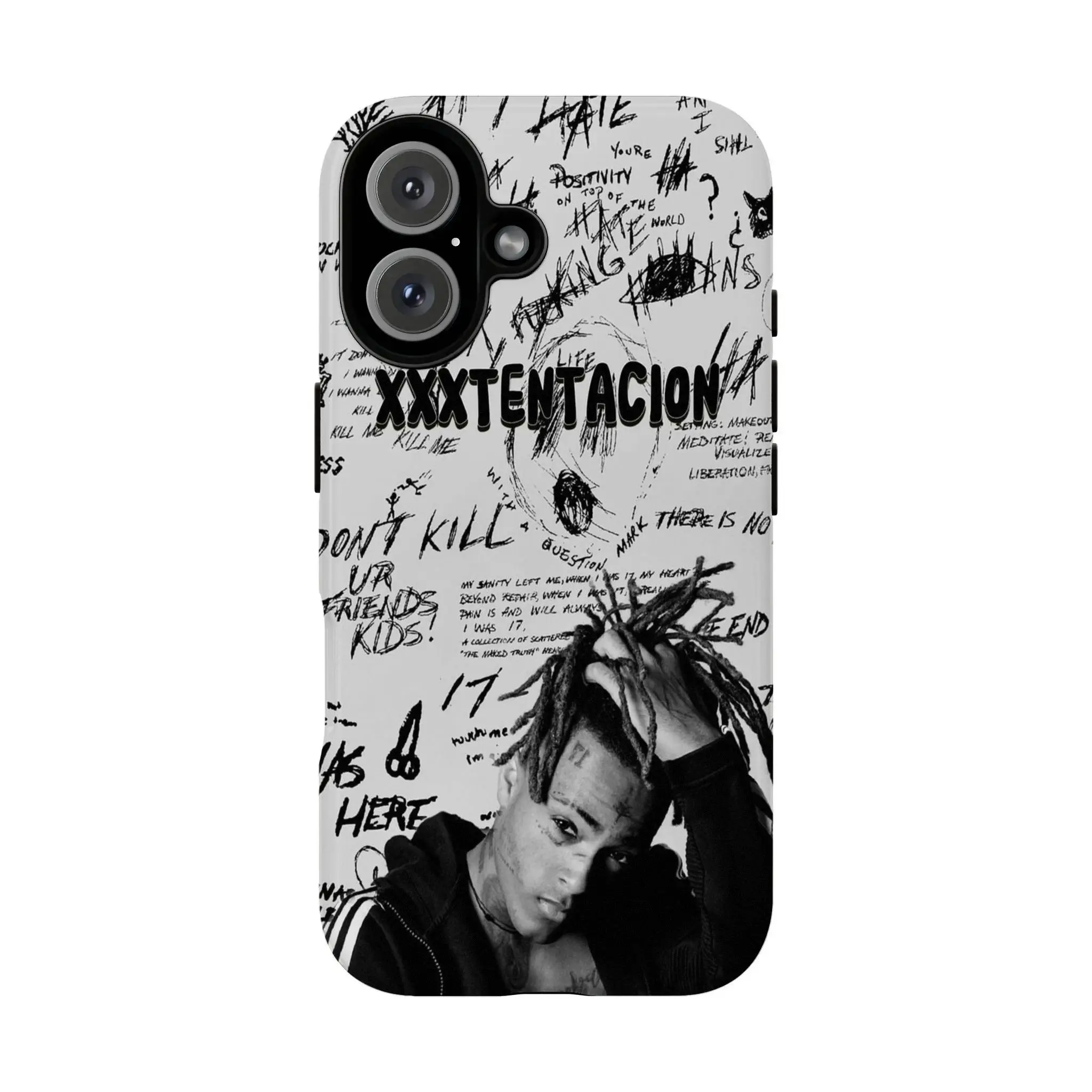 XXXTentacion-Themed 2-in-1 Film-Integrated Phone Case — Compatible with iPhone 12, 13, 14, 15, 16, 17 Series. Ultra-Slim Hard Case: Wear-Resistant & Scratch-Proof. The Perfect Gift Choice — The Ultimate Phone Case for Top Fans.