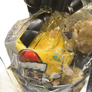 Black Friday Basket with All Your Steeler Favorites Featuring Festive Pikachu Design and Golden Polka Dots