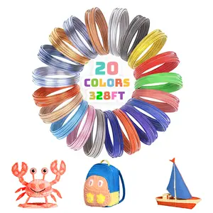 20-color PLA Material 3D Printing Pen Consumables  include Metal Color & Fluorescence Color, with 1.75mm Diameter Filament, 3D Pringting Pen Universal Kit, Multi-color Mixed Pack, for DIY Project,Kids Imagination Development, Practical Ability Training