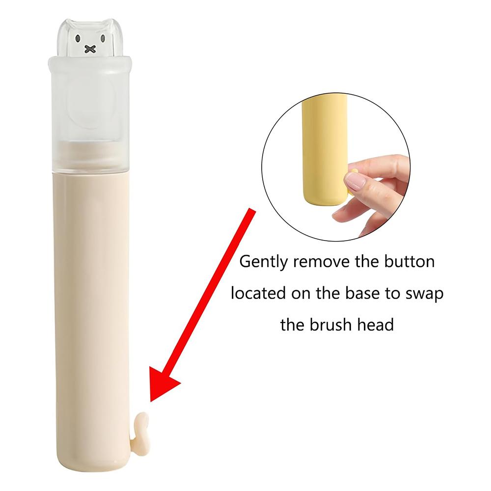 1pcs Foldable Toothbrush Compact Portable Travel Kit with Toothpaste Container 2 Replaceable Soft Bristle Heads for Adults Camping Vacation Business Travel