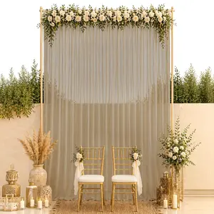 Chiffon Backdrop Curtain Panel 10ft x 14ft – Natural Durable Flame Resistant Sheer Draping Fabric with Rod Pocket