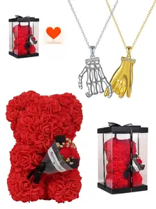 Bone Gold Pact · Symbiosis Necklace Original premium couple necklaces with real gold plated pendants.Paired with a preserved rose & teddy bear gift box.Perfect mysterious gift for birthdays, Valentine’s Day, Mother’s Day and Christmas.