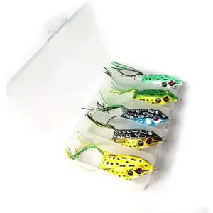 5pcs Frog Lure Ray Frog Topwater Fishing Crankbait Lures/Artificial Soft Bait 5.5CM 8G Soft Tube Bait,Especially for Bass Snakehead,Freshwater Soft Bai Musky Tackle Box Spitted weedless bas