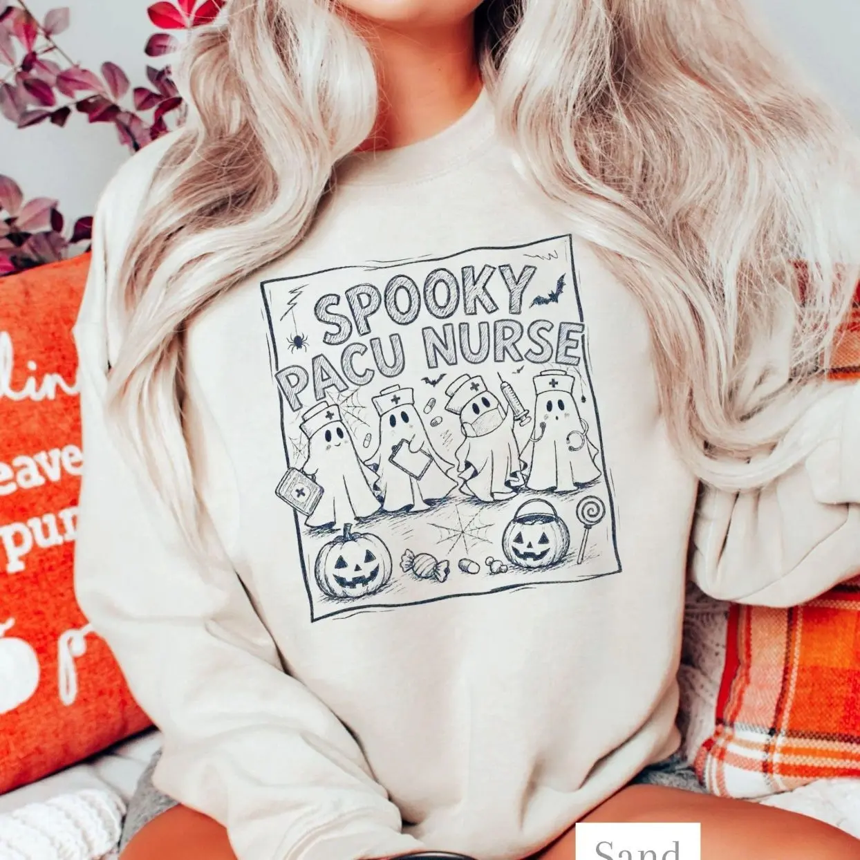 PACU Nurse Halloween Sweatshirt, Spooky PACU Nurse Crewneck Shirt, Post Anesthesia Care Unit Ghost Tee, Halloween Nurse Costume, Spooky Season ICU ER Nurse Apparel, Fall ICU PACU Nursing Gift for Women, Cute Halloween Ghost Graphic Outfit